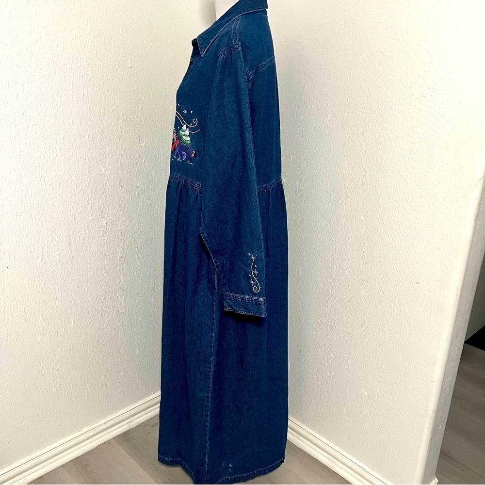 Vintage Disney XL Denim Long Sleeve Jean Dress Embroidery Winnie Pooh Tigger EUC - Picture 8 of 14
